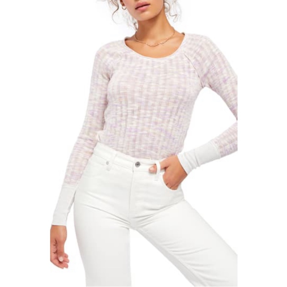 Free People Spaced Out Knit Shirt Long Sleeves
